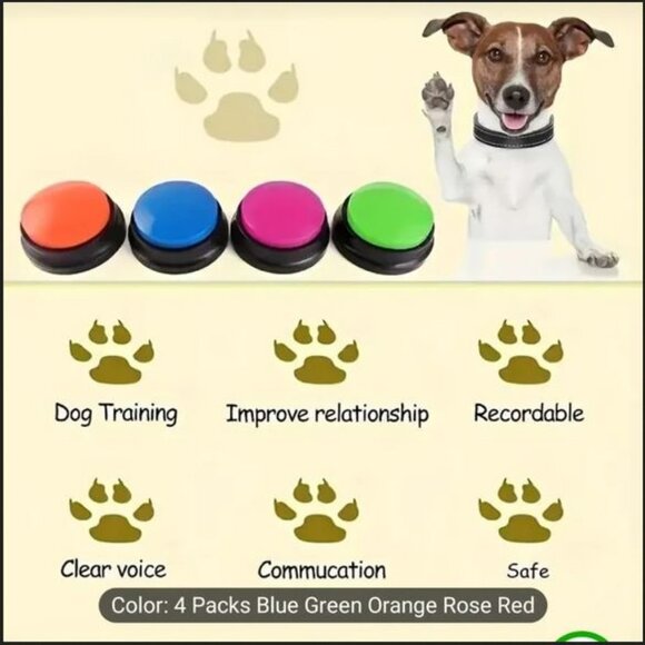 NWT 4pcs Interactive Pet Communication Buttons Training Sound for Cats & Dogs - Picture 3 of 12
